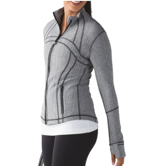 lululemon athletica Jackets & Blazers - Lululemon Define Jacket Hazy Heather White Black Size 8 Fitted Athleisure Top
